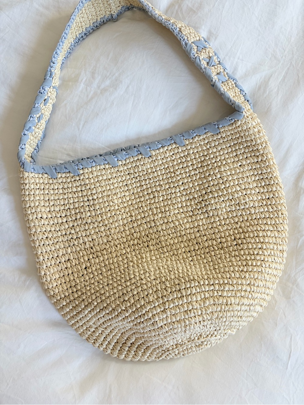 Marni // Raffia and Blue Nassa Small Hobo Bag - Picture 9 of 11